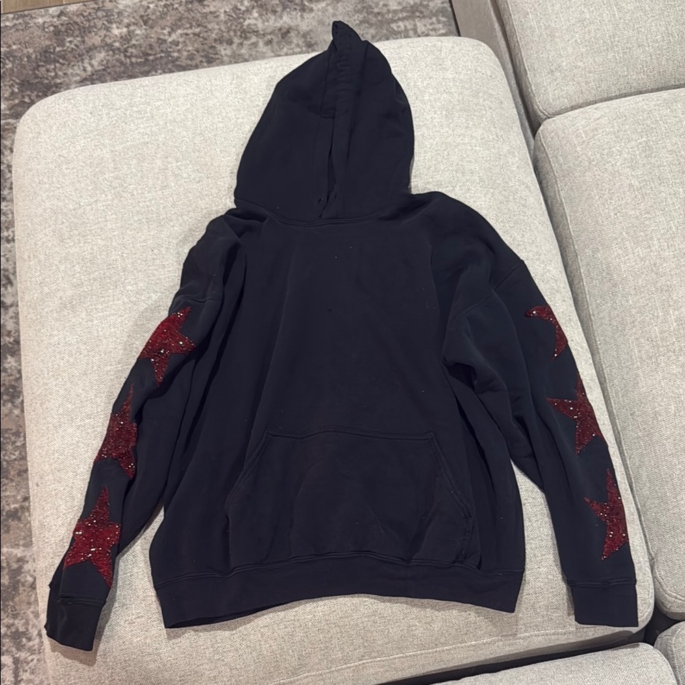 Carmar Black Hoodie with Red Star Accents